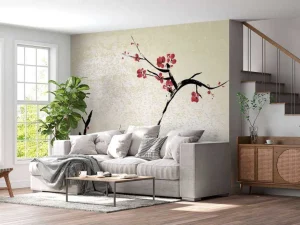 Best Kersenbloesem inkt schilderij fotobehang Gang | Bloemen