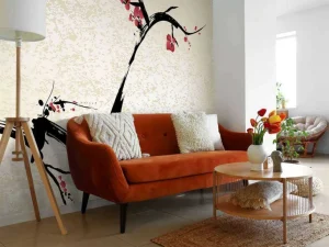 Best Kersenbloesem inkt schilderij fotobehang Gang | Bloemen