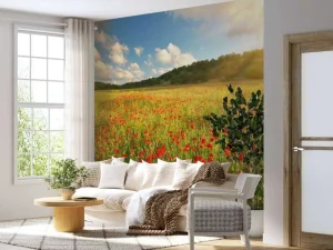 Best Klaprozen met Zonsondergang fotobehang Bloemen