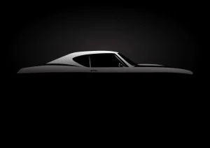 New Klassieke Amerikaanse muscle car design met een zwarte achtergrond fotobehang Kinderkamer | Transport