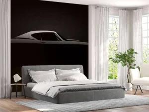 New Klassieke Amerikaanse muscle car design met een zwarte achtergrond fotobehang Kinderkamer | Transport