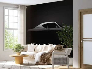 New Klassieke Amerikaanse muscle car design met een zwarte achtergrond fotobehang Kinderkamer | Transport