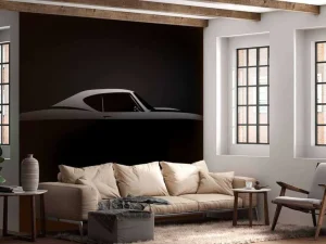 New Klassieke Amerikaanse muscle car design met een zwarte achtergrond fotobehang Kinderkamer | Transport