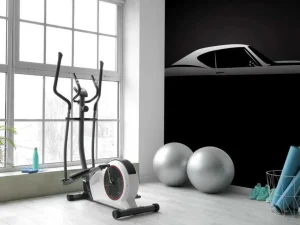 New Klassieke Amerikaanse muscle car design met een zwarte achtergrond fotobehang Kinderkamer | Transport
