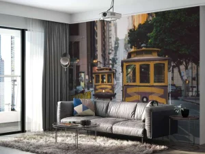 Online Klassieke trams in San Francisco fotobehang Transport | Architectuur