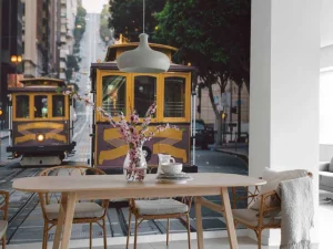 Online Klassieke trams in San Francisco fotobehang Transport | Architectuur