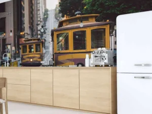 Online Klassieke trams in San Francisco fotobehang Transport | Architectuur