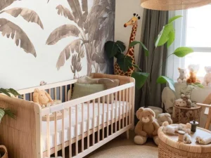 New Kleine jungle dieren in taupe Kinderkamer