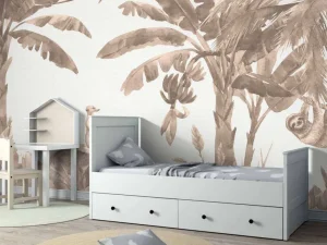 New Kleine jungle dieren in taupe Kinderkamer