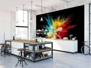 Online Kleurpoeder explosie fotobehang Hobbykamer | Computerkamer