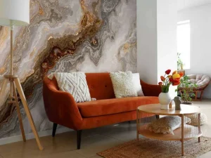 Sale Kleurrijk marmer fotobehang Hobbykamer | Gang
