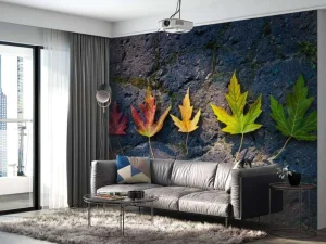 Outlet Kleurrijke bladeren in de herfst fotobehang Bloemen