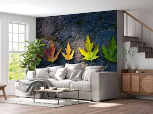 Outlet Kleurrijke bladeren in de herfst fotobehang Bloemen
