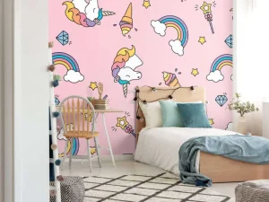 Fashion Kleurrijke eenhoorn patroon Kinderkamer | Dieren