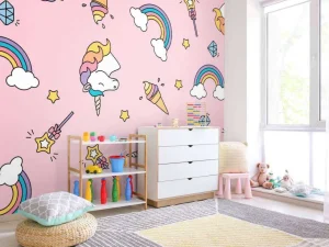 Fashion Kleurrijke eenhoorn patroon Kinderkamer | Dieren