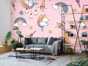 Fashion Kleurrijke eenhoorn patroon Kinderkamer | Dieren