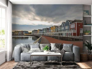 Best Kleurrijke huizen in Houten fotobehang Architectuur