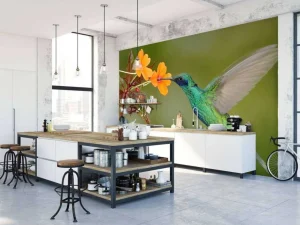 Clearance Kleurrijke Kolibrie op Bloem fotobehang Dieren | Bloemen