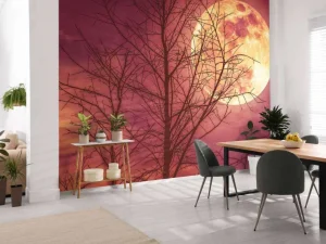 Fashion Kleurrijke maan design fotobehang Bloemen