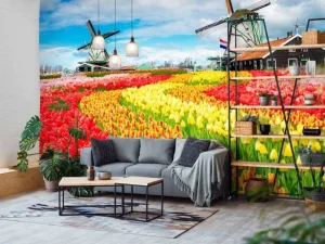 Hot Kleurrijke tulpen creatie fotobehang Steden | Architectuur