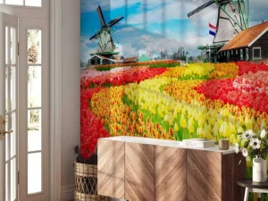 Hot Kleurrijke tulpen creatie fotobehang Steden | Architectuur