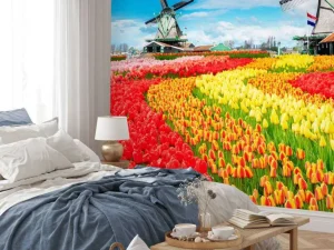 Hot Kleurrijke tulpen creatie fotobehang Steden | Architectuur