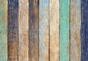 Sale Kleurrijke verticale planken fotobehang Oppervlakten