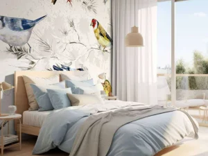 Outlet Kleurrijke vogeltjes textuur fotobehang Gang | Dieren
