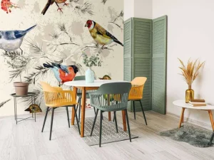 Outlet Kleurrijke vogeltjes textuur fotobehang Gang | Dieren