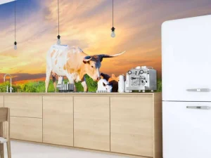 Fashion Koe en Kalf zonsondergang fotobehang Dieren