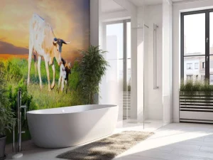 Fashion Koe en Kalf zonsondergang fotobehang Dieren