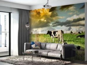 Discount Koe tijdens zonsondergang fotobehang Steden | Architectuur