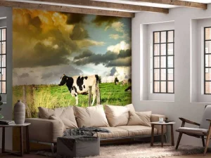 Discount Koe tijdens zonsondergang fotobehang Steden | Architectuur