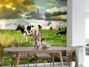 Discount Koe tijdens zonsondergang fotobehang Steden | Architectuur
