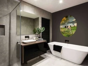 Discount Koe tijdens zonsondergang fotobehang Steden | Architectuur