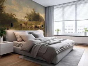 Sale Koeien bij een plas fotobehang Steden | Architectuur