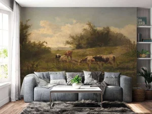 Sale Koeien bij een plas fotobehang Steden | Architectuur