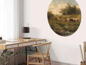 Sale Koeien bij een plas fotobehang Steden | Architectuur