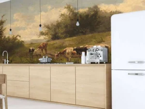 Sale Koeien bij een plas fotobehang Steden | Architectuur
