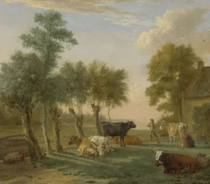 Clearance Koeien in de wei bij een boerderij fotobehang Kunst & Design | Dieren