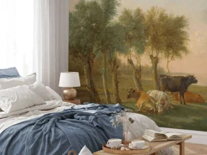 Clearance Koeien in de wei bij een boerderij fotobehang Kunst & Design | Dieren