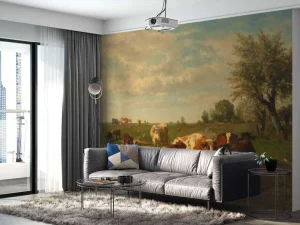Discount Koeien in de weide fotobehang Dieren | Architectuur