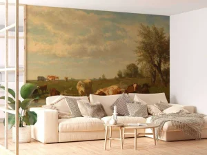 Discount Koeien in de weide fotobehang Dieren | Architectuur