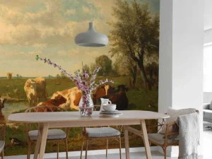 Discount Koeien in de weide fotobehang Dieren | Architectuur