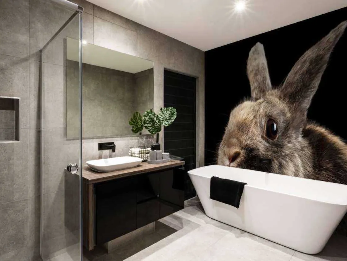 konijn_met_een_zwarte_ach_6.webp Best Konijn met een zwarte achtergrond fotobehang Kinderkamer | Dieren