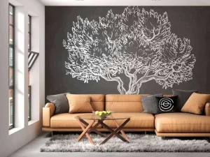 Sale Krijttekening van een olijfboom fotobehang Gang | Bloemen