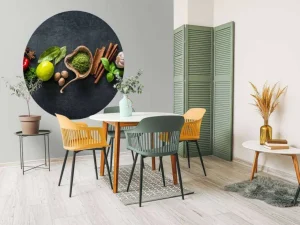 Clearance Kruiden en specerijen met een donkere achtergrond fotobehang Keuken