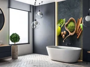 Clearance Kruiden en specerijen met een donkere achtergrond fotobehang Keuken