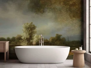 Outlet Landschap met stenen brug fotobehang Kunst & Design
