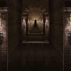 Online Lange middeleeuwse kasteel gang fotobehang 3d